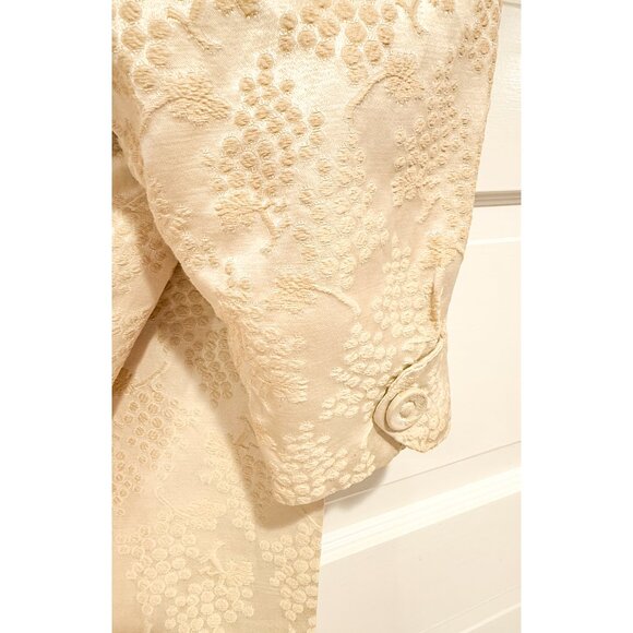 Vintage 1950's Light Yellow Handmade Brocade Grape Print Dress and Jacket Set - Picture 12 of 12
